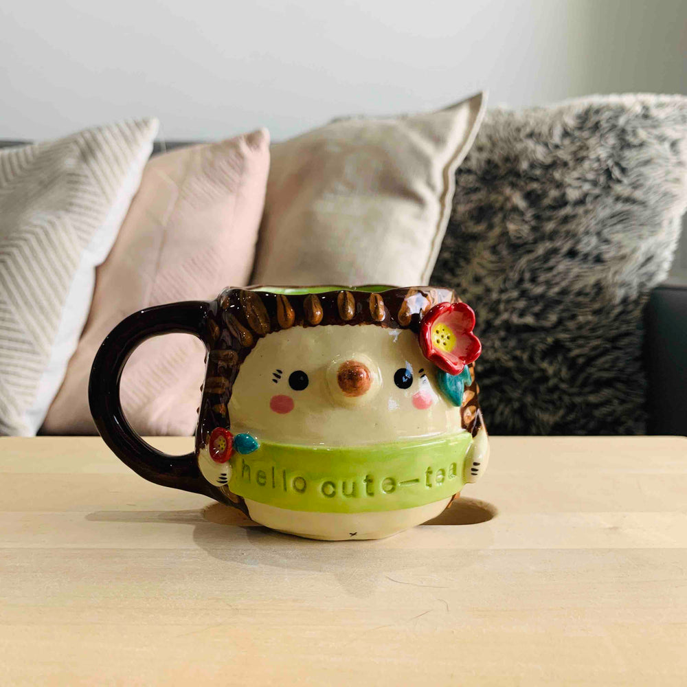 "Hello Cute-Tea" Echidna Tea Pun Mug - Approx 300-350ml, photo 1 of 5