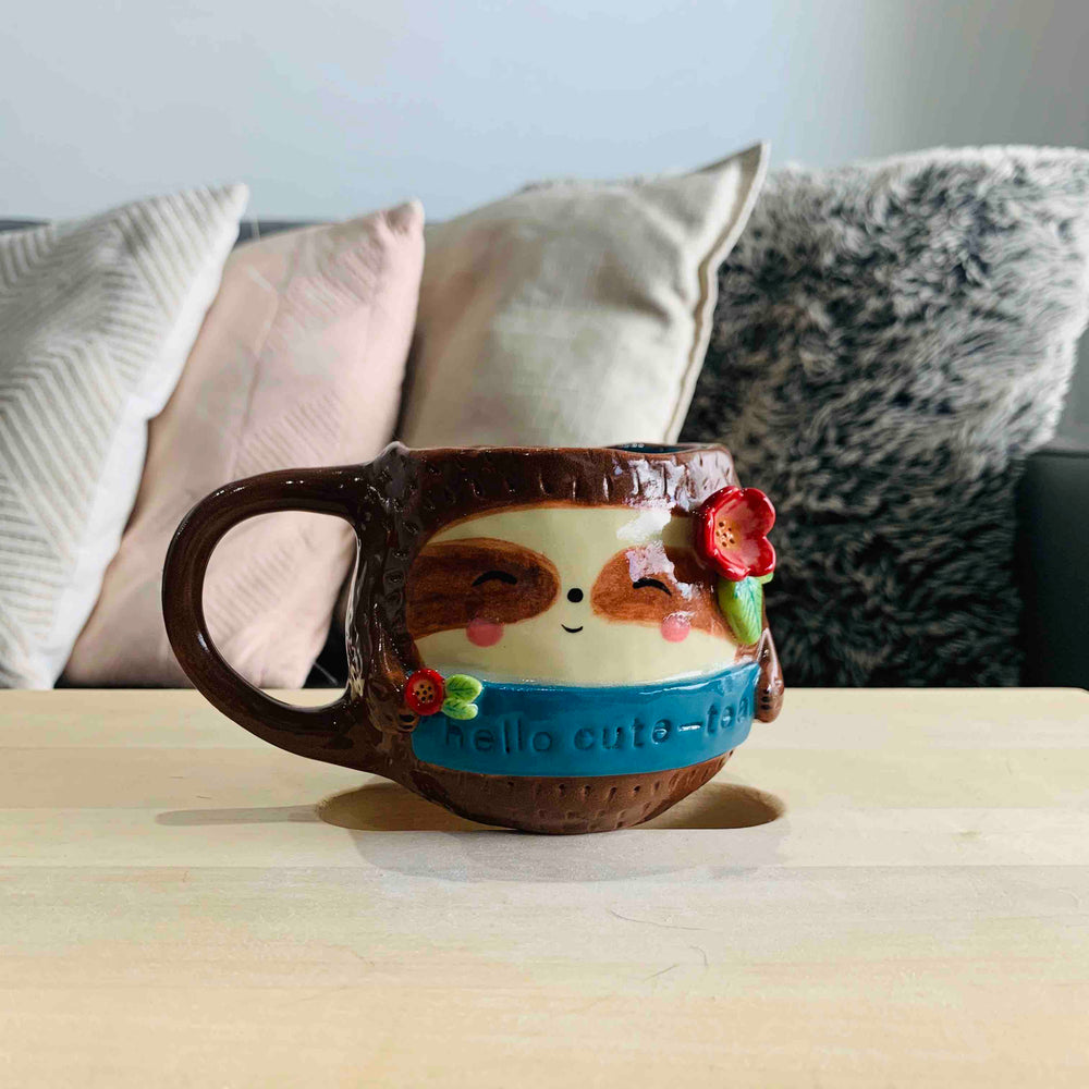 "Hello Cute-Tea" Sloth Tea Pun Mug - Approx 300-350ml, photo 1 of 4
