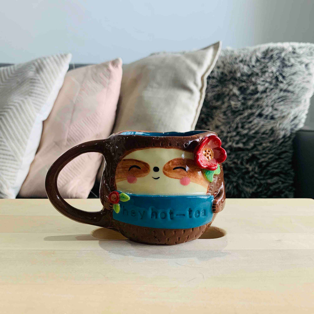 "Hey Hot-Tea" Sloth Tea Pun Mug - Approx 300-350ml, photo 1 of 4