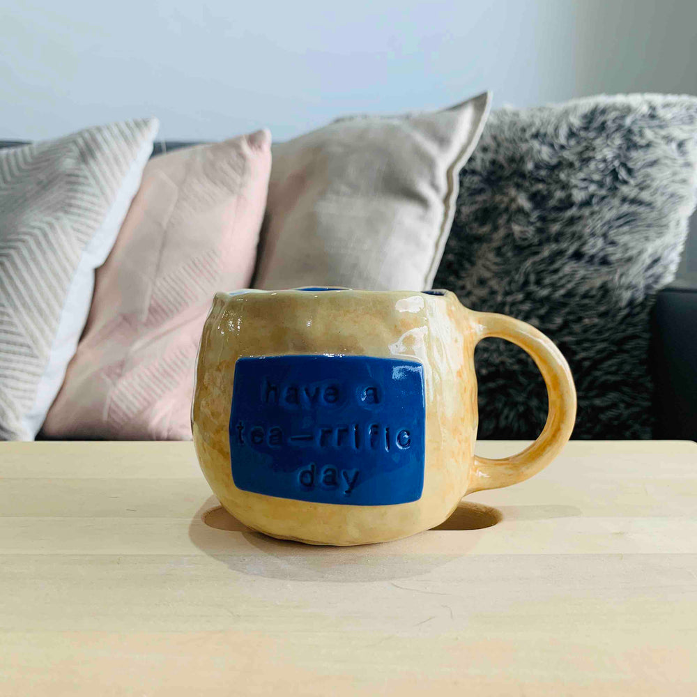 "Hello Cute-Tea" Ginger Kitty Tea Pun Mug - Approx 300-350ml, photo 3 of 4