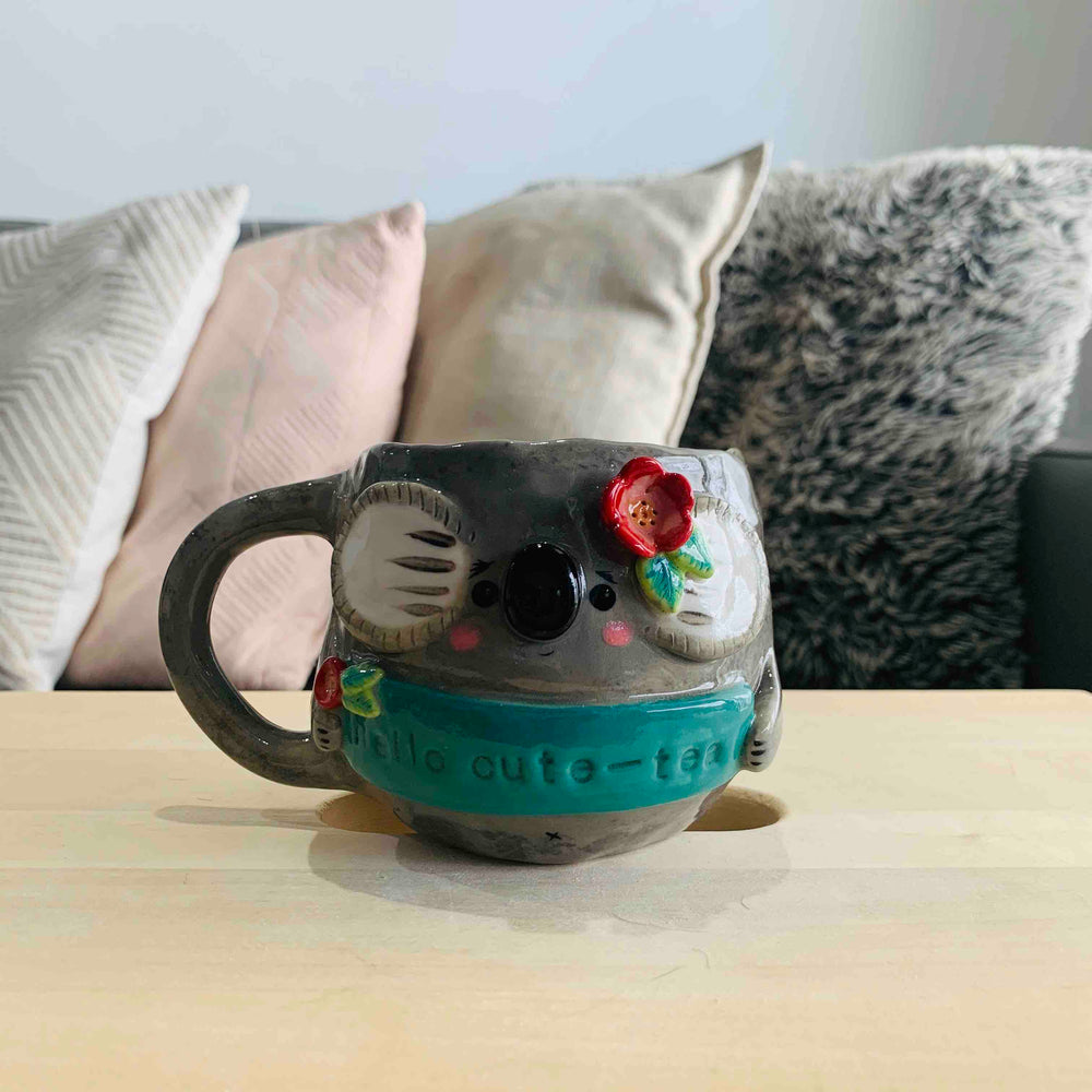 "Hello Cute-Tea" Koala Tea Pun Mug - Approx 300-350ml, photo 1 of 4
