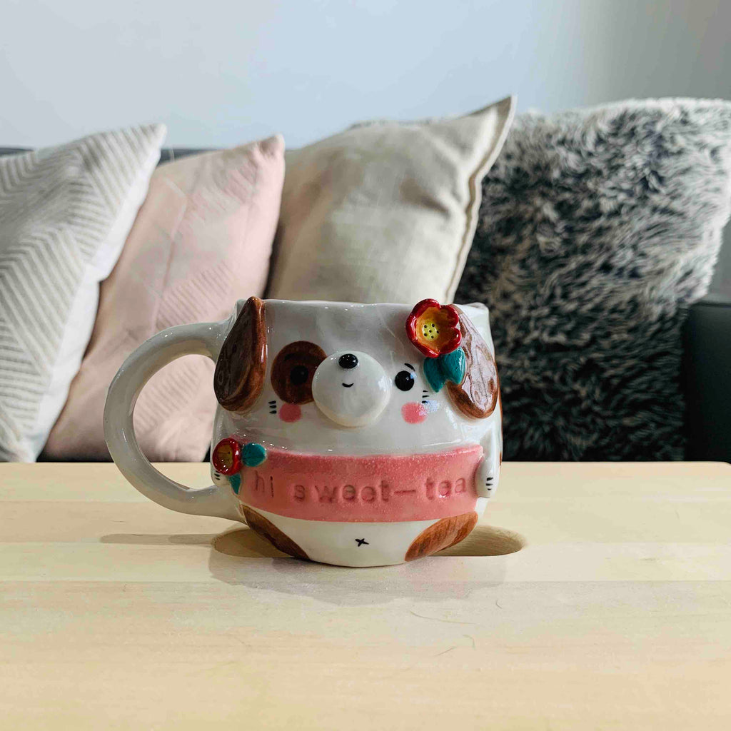 "Hi Sweet-Tea" Spotty Doggo Tea Pun Mug - Approx 300-350ml