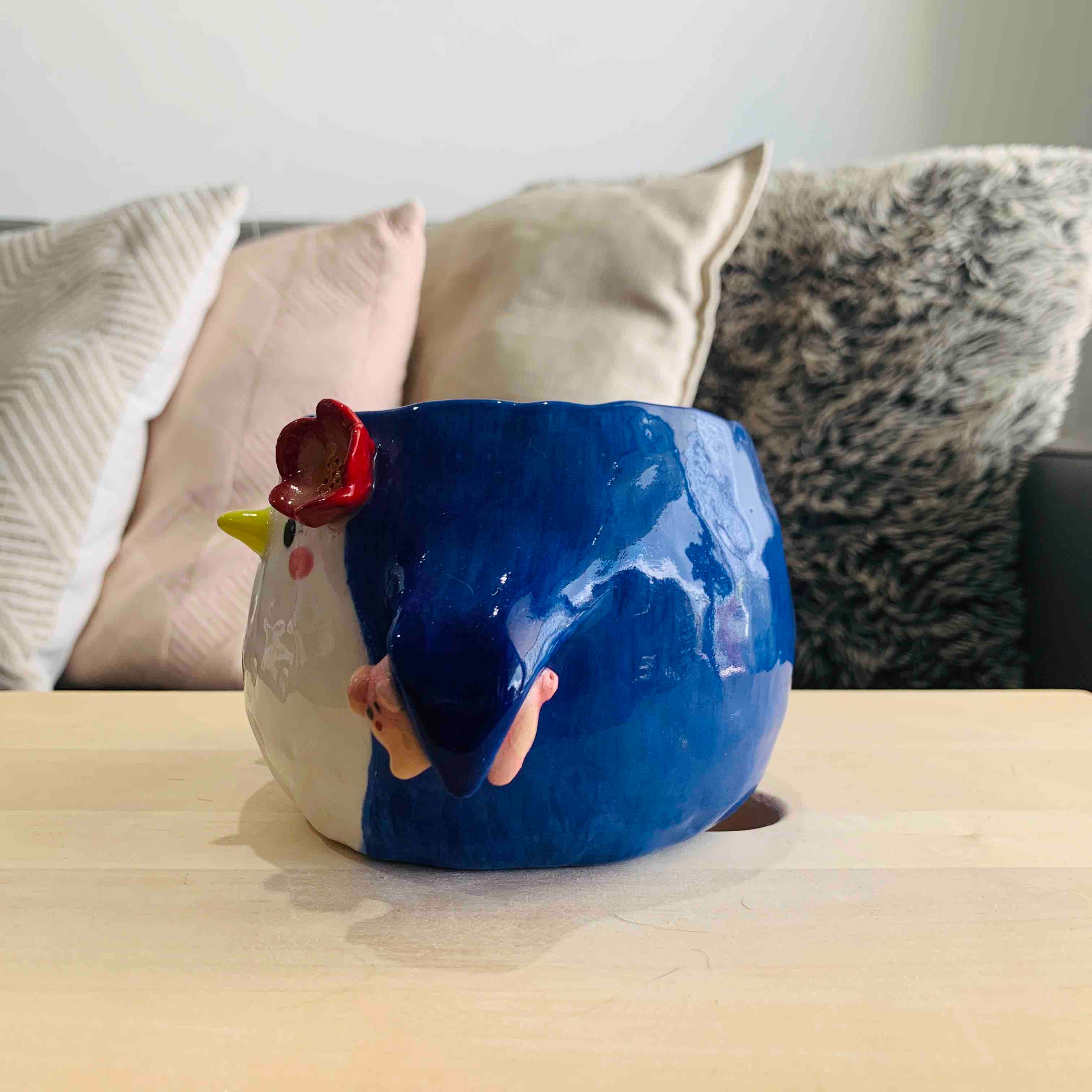 SECONDS - Flowery Penguin Pot with Fish and Armpit Pig Friend