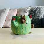 Flowery Cactus Pot with Sloth Friends