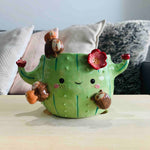 Flowery Cactus Pot with Sloth Friends