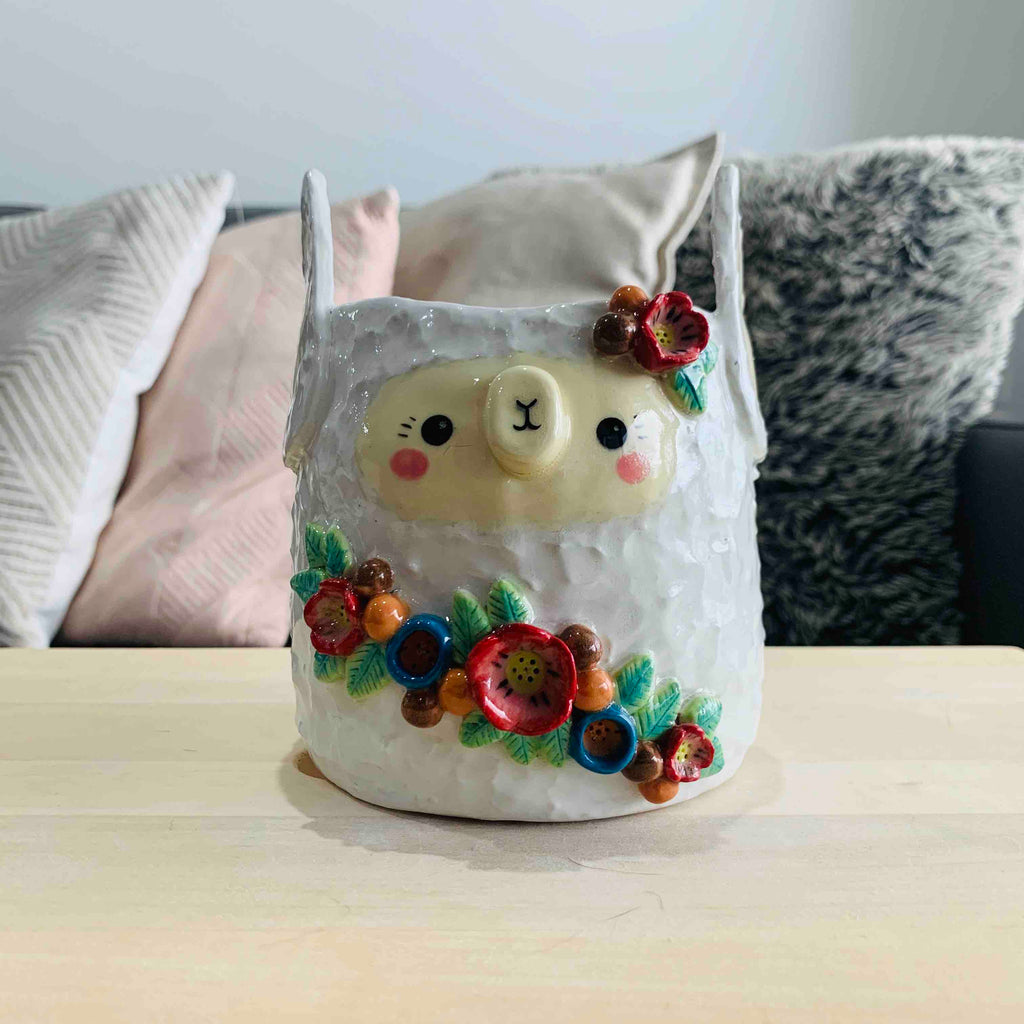 Flowery Lama Pot