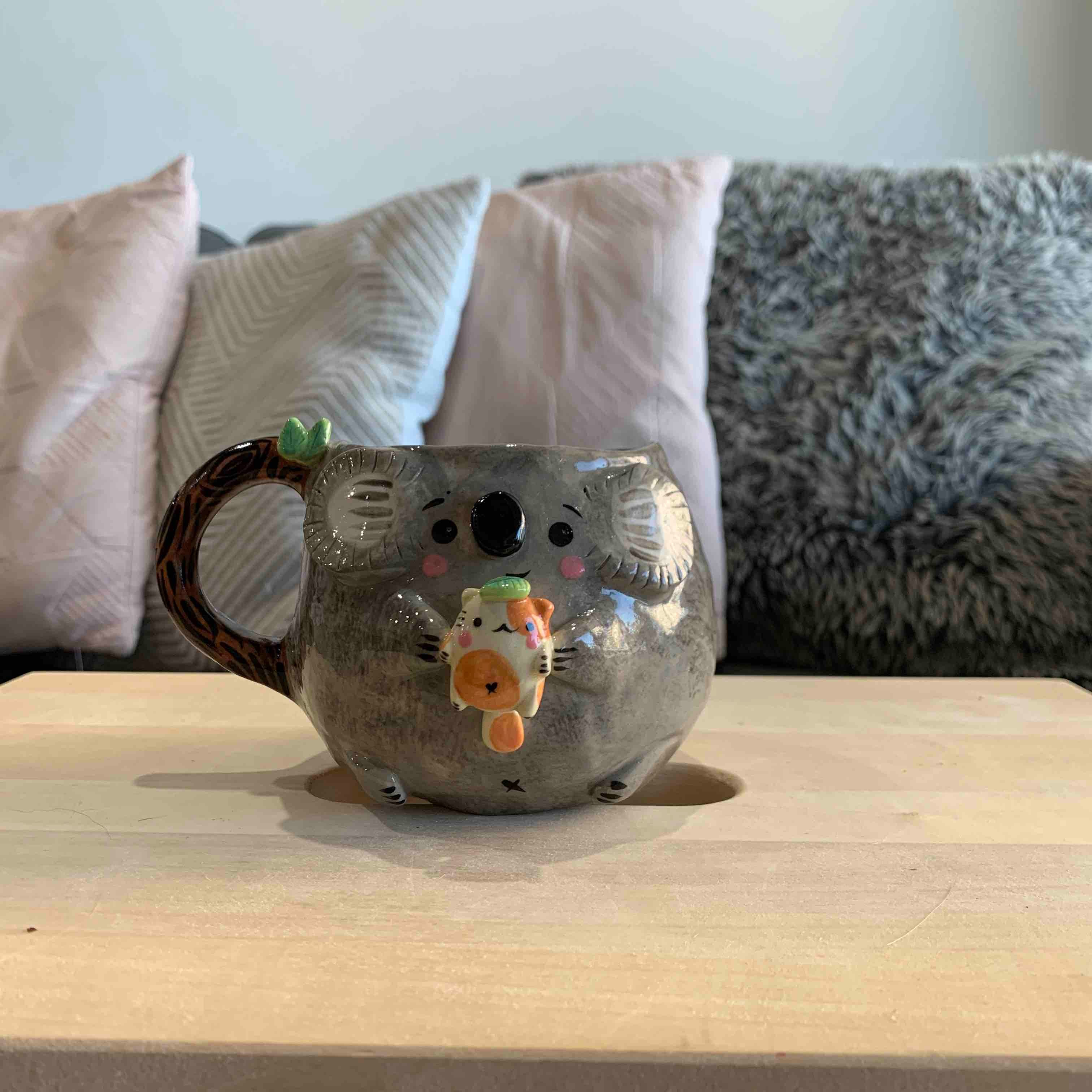 Koala Mug with Cat Friend with tree trunk handle - approx. 300-350ml