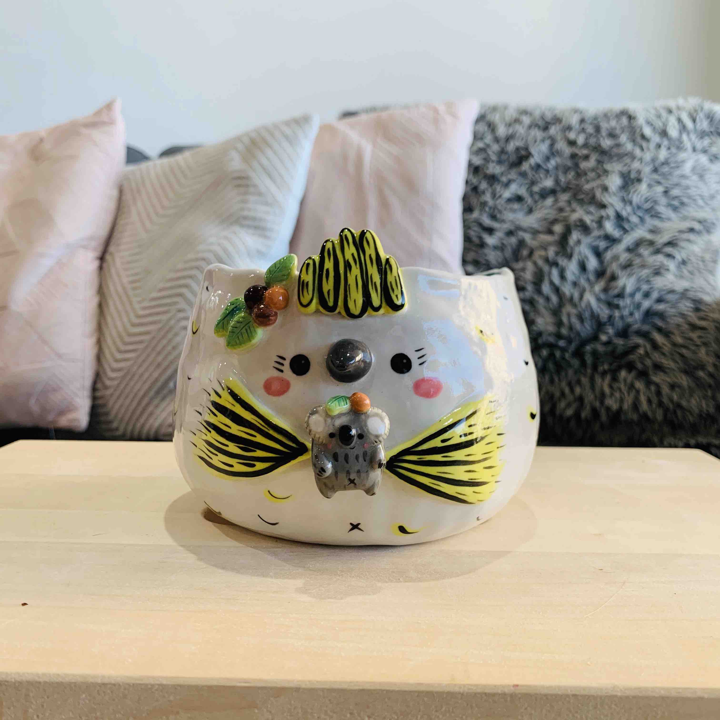 Large Cockatoo Pot with Koala Friend