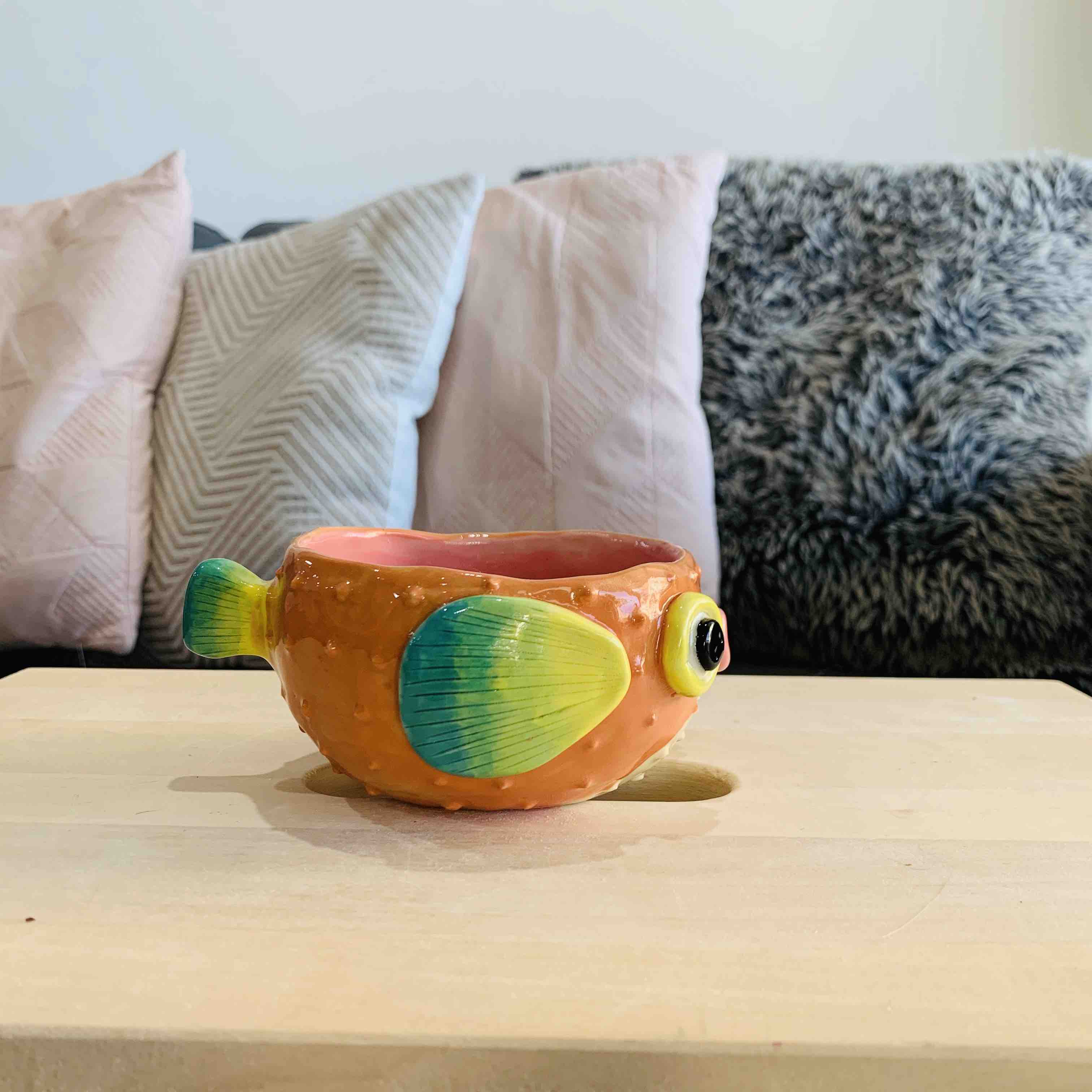 Puffer Fish Snack Bowl with Starfish Friend