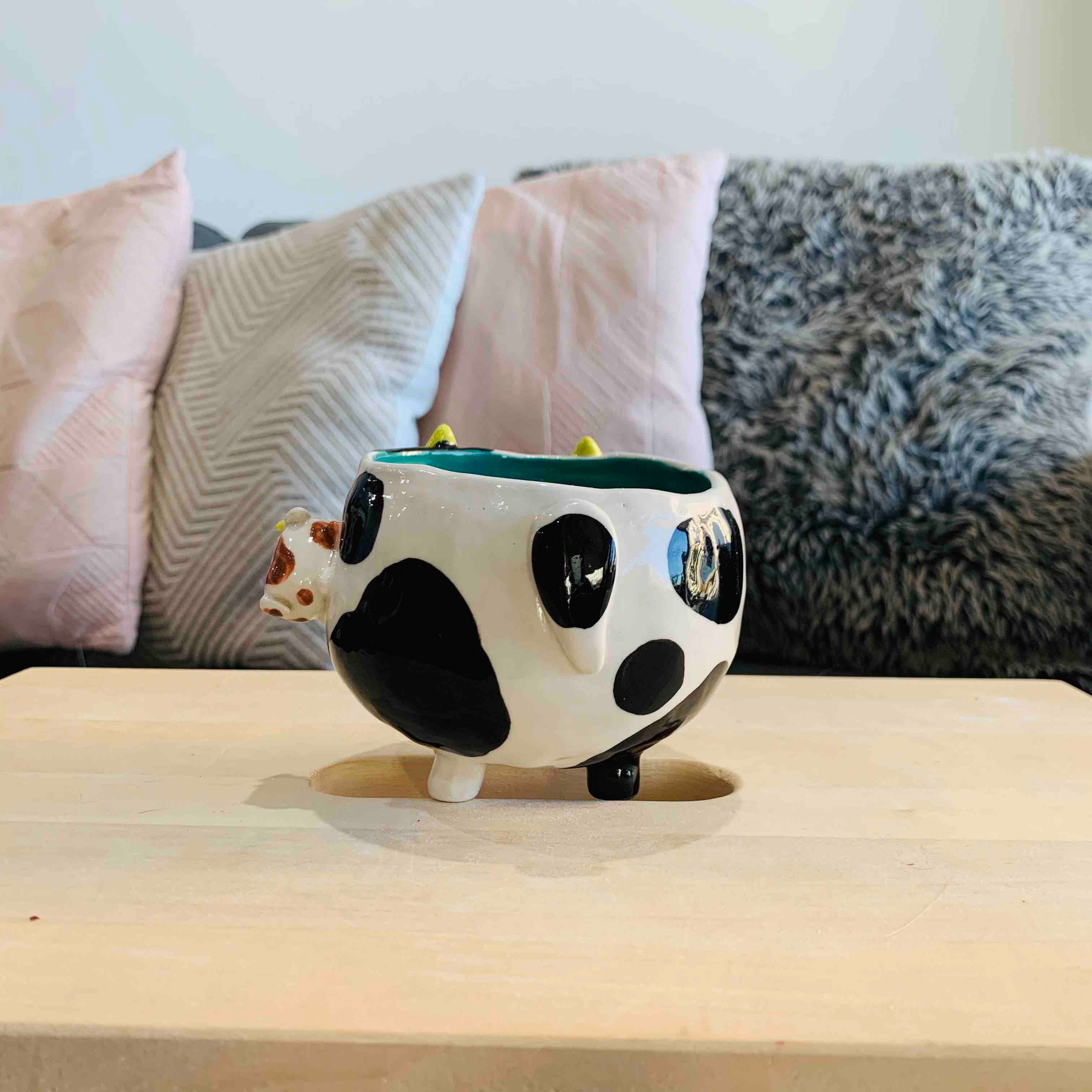 Small Leggy Cow and baby Cow pot