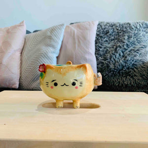 Small Leggy Cat and baby Kitty pot