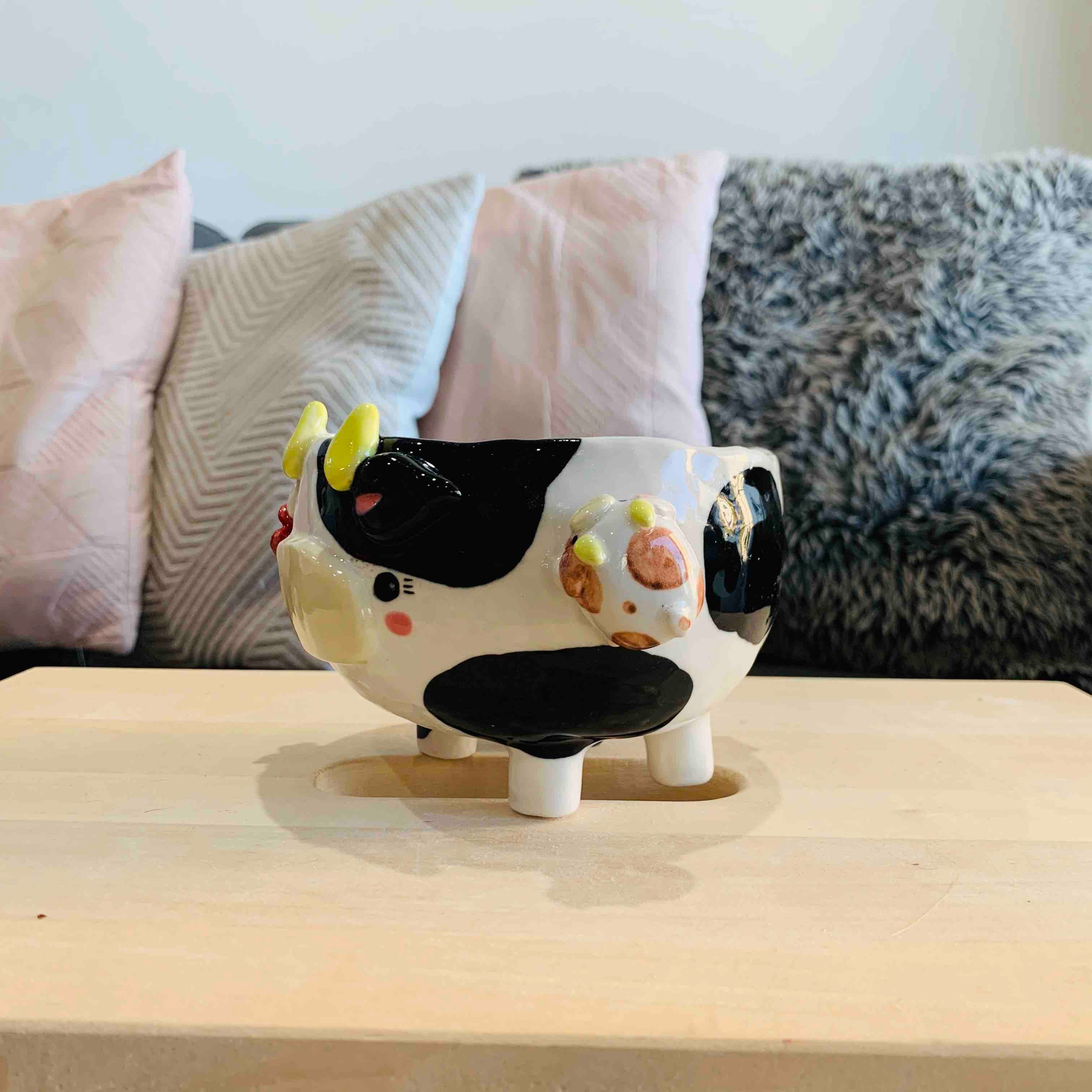 Large Leggy Cow and baby Cow pot