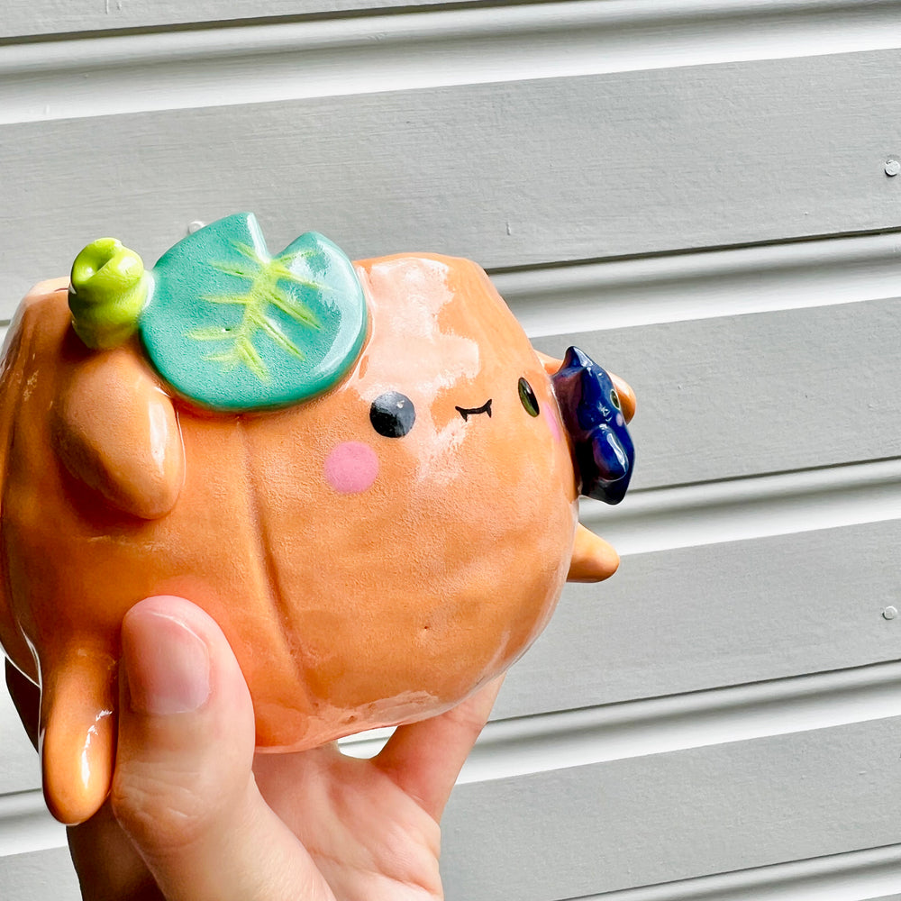 Halloween pumpkin pot with bat friend, photo 7 of 8