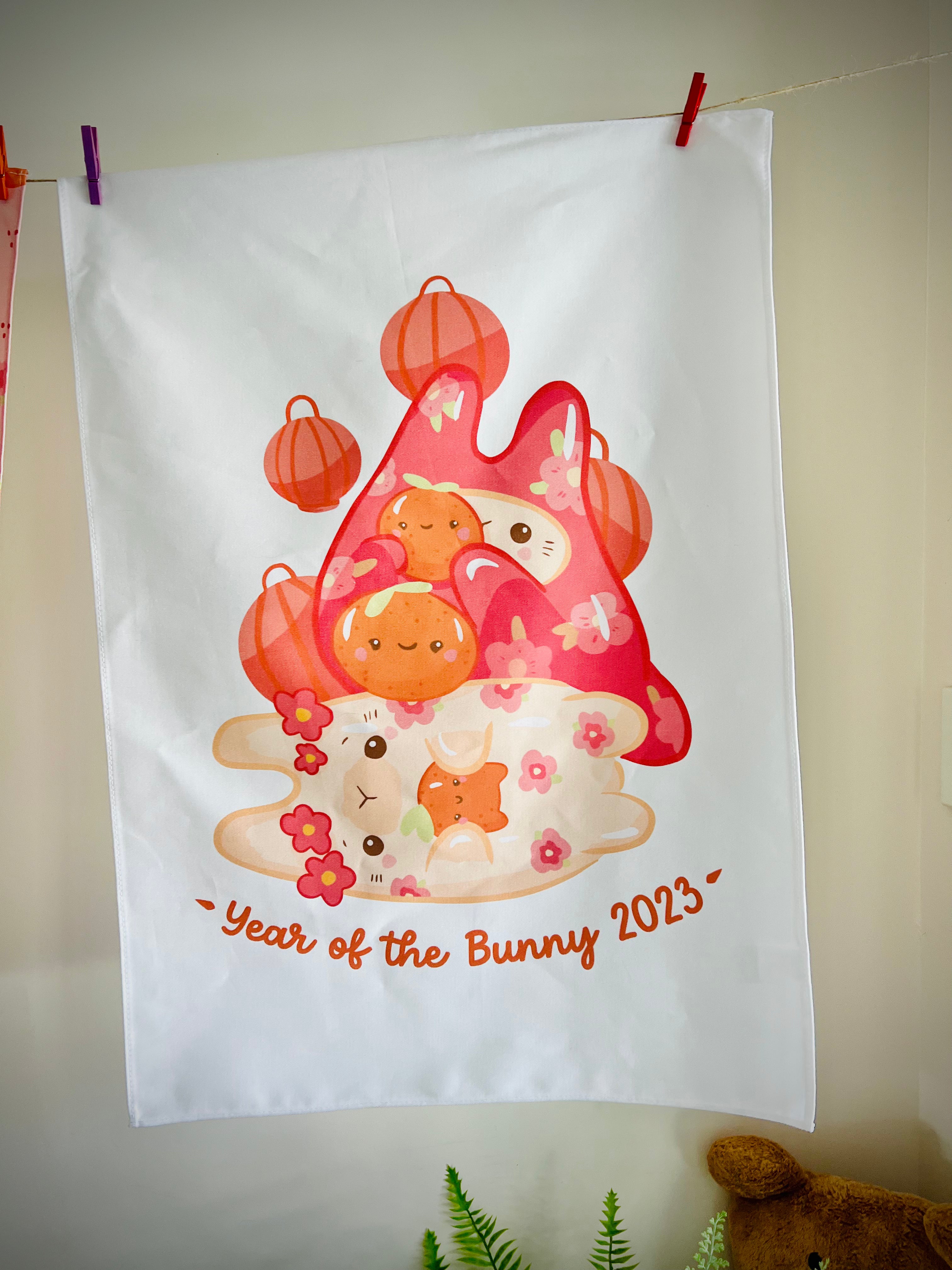 2 PACK LNY Year of the Bunny 2023 Tea Towels - limited edition