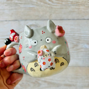 LNY TOTORO MUG with bunny and Daruma bunny friends