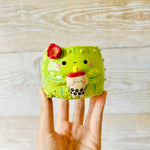 Small flowery cactus bubble tea pot