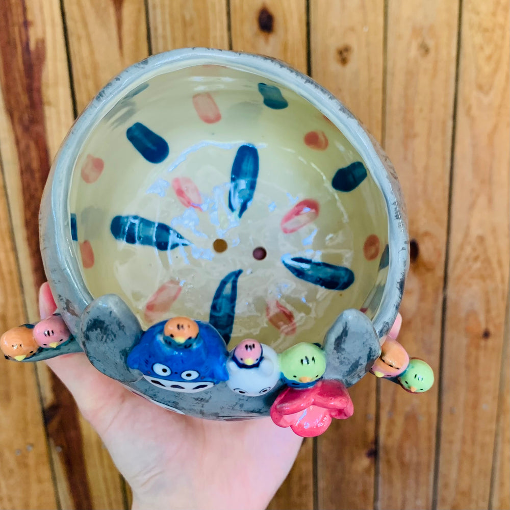 Totoro pot with Chibi Totoro and bird friends, photo 5 of 11