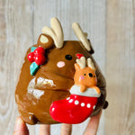 STOCKING REINDEER POT with reindeer baby