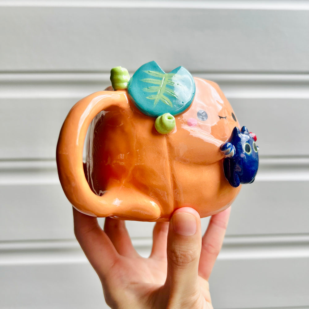 Halloween pumpkin mug with bat friend, photo 2 of 8