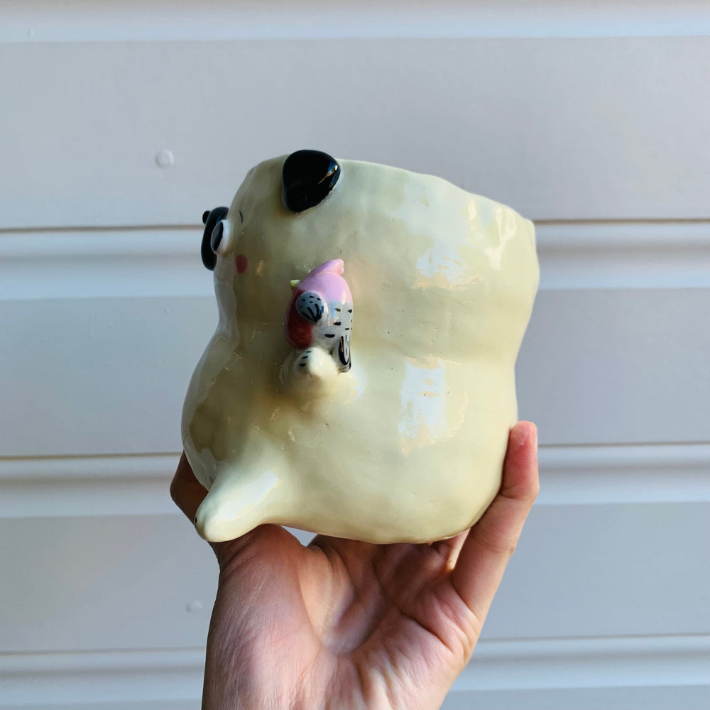 Peanut Puggo with Pink Galah Friend pot, photo 6 of 9