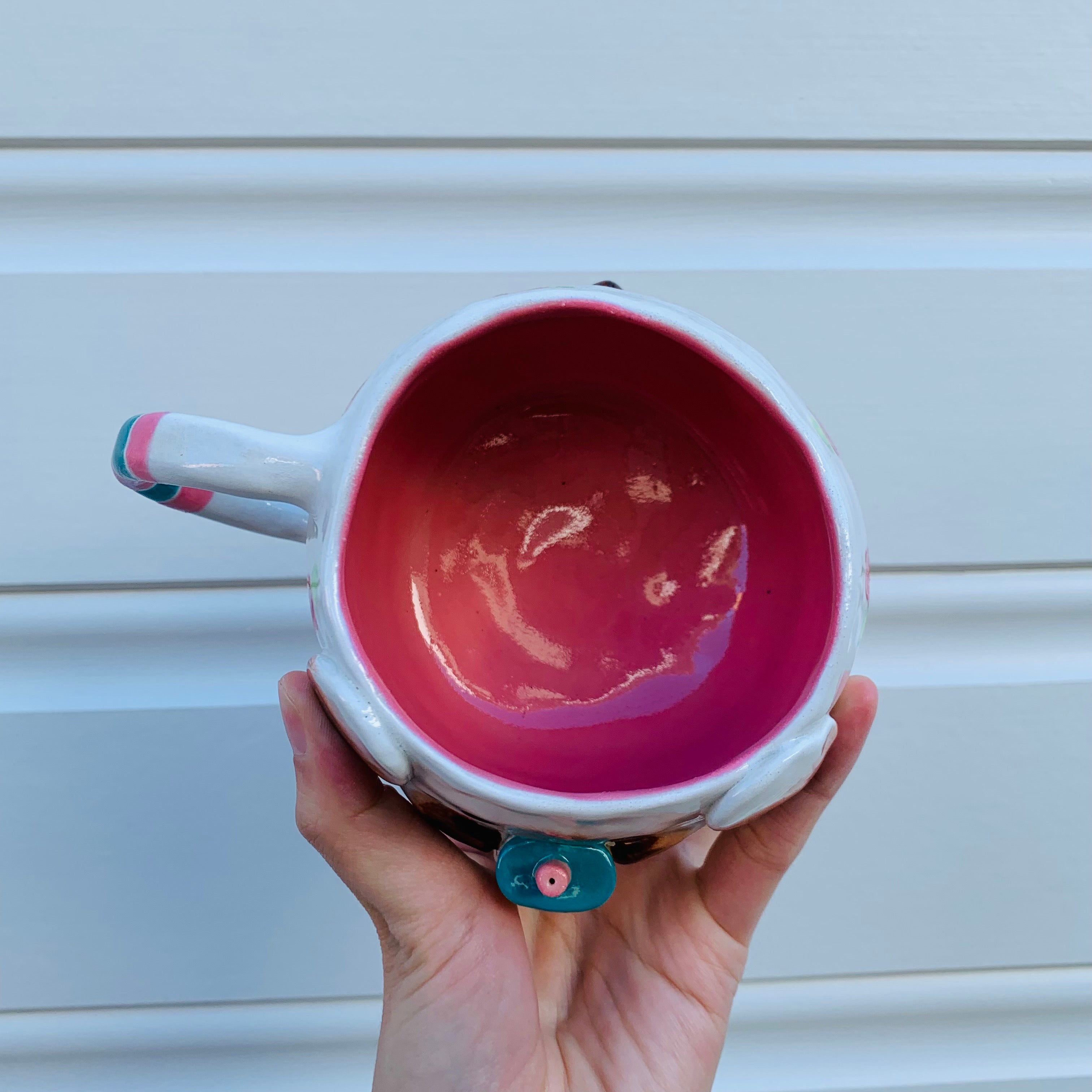 Flowery bunny with bubble tea mug