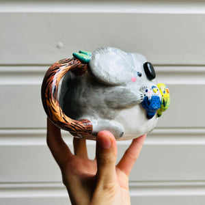 Koala Mug with Budgie friends