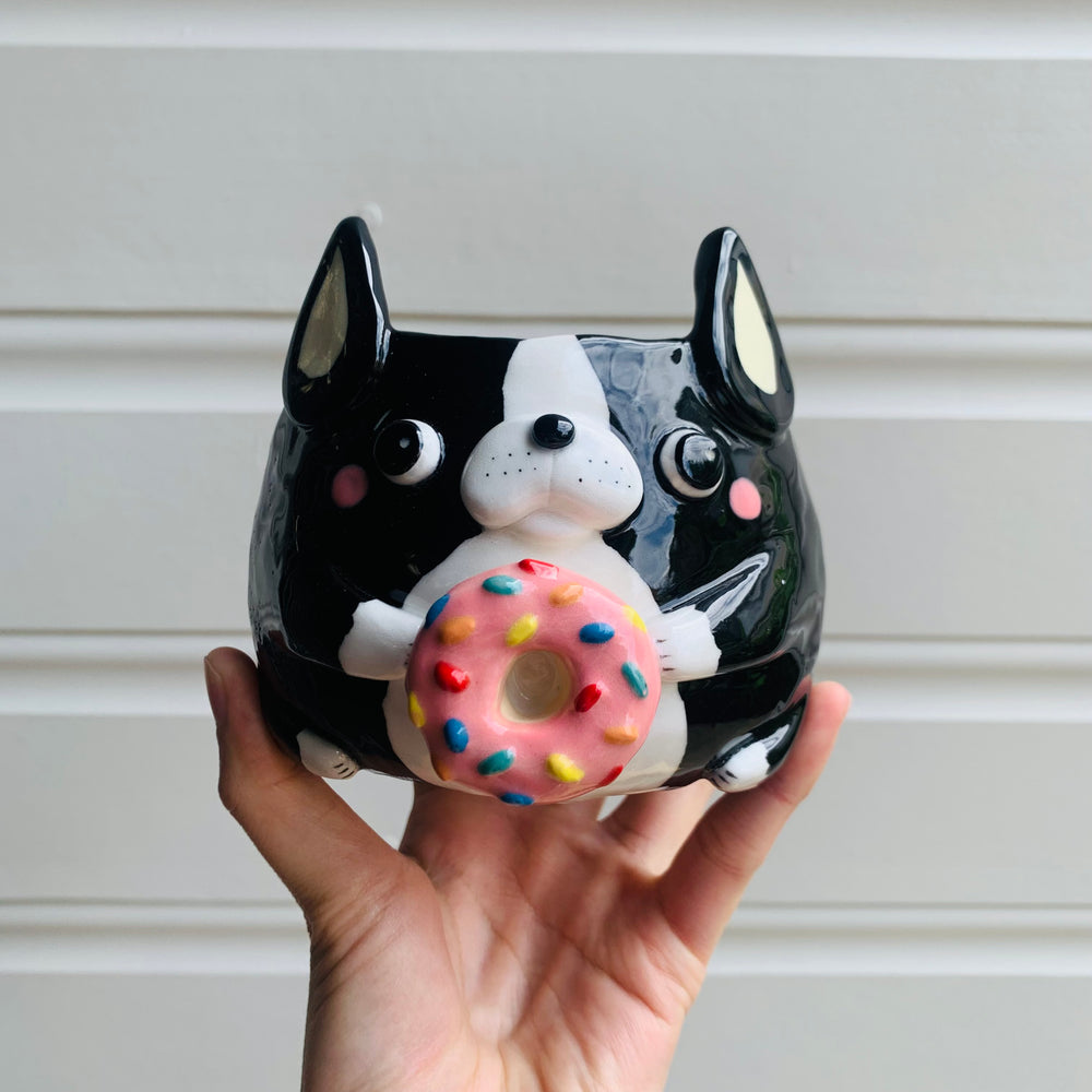 Boston terrier pot with no face/limb donut, photo 1 of 8