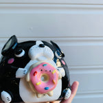 Boston terrier pot with donut friend