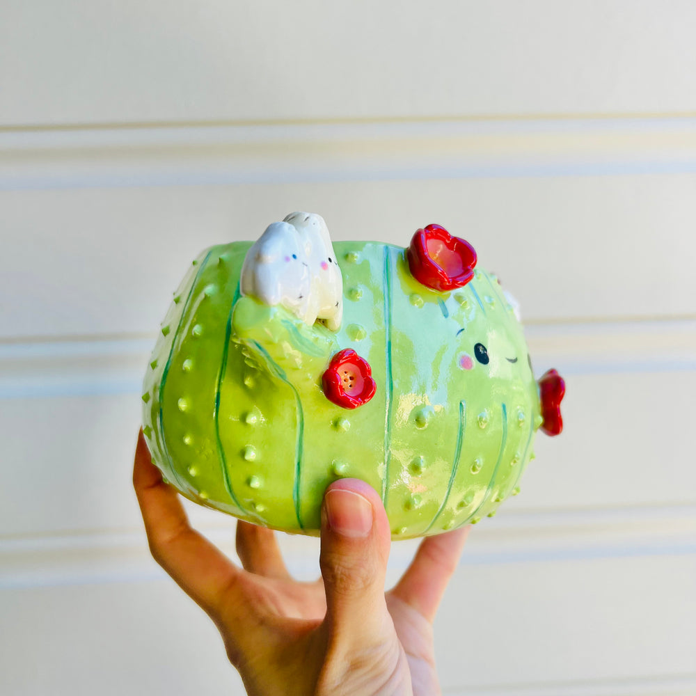 Flowery cactus pot with dumpling friends, photo 2 of 5