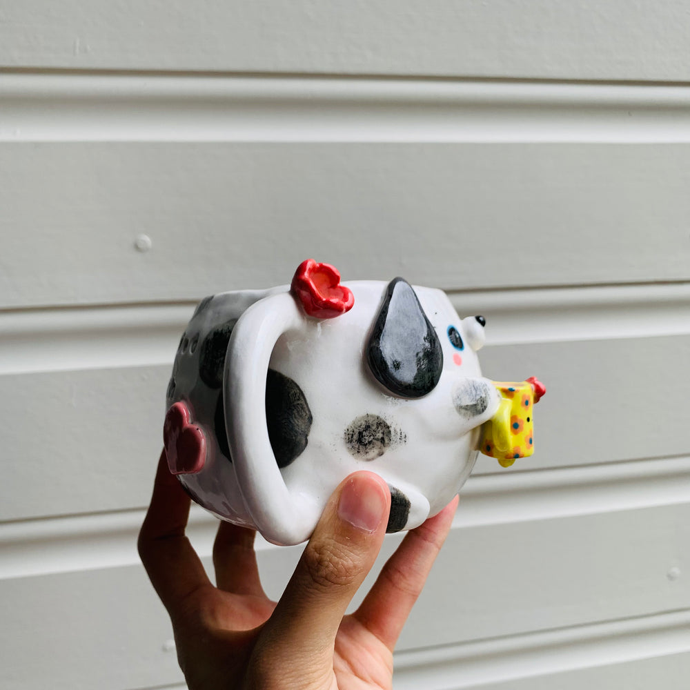 White and grey DOGGO coffee pun mug with mug friend, photo 2 of 12