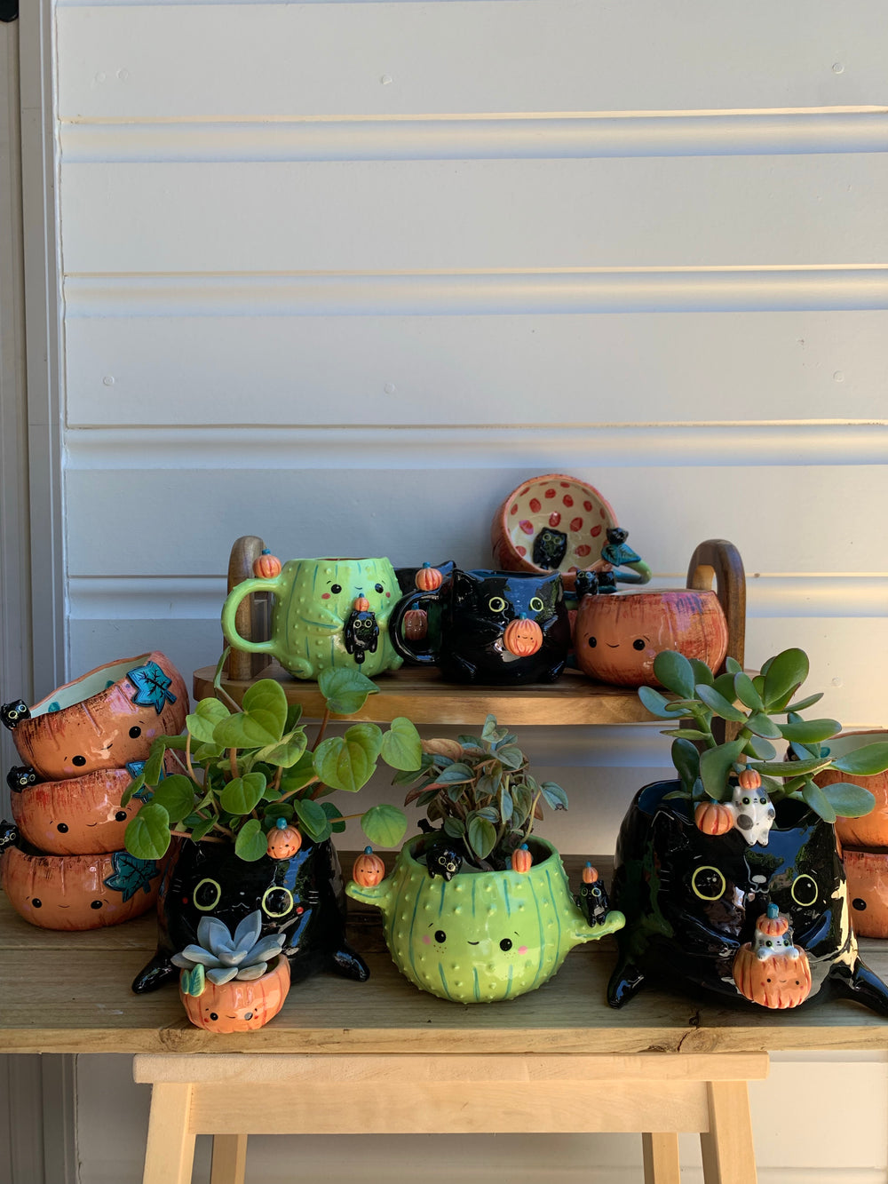 2 in 1 Halloween 2021 black cat with pumpkin friends planter, photo 10 of 10