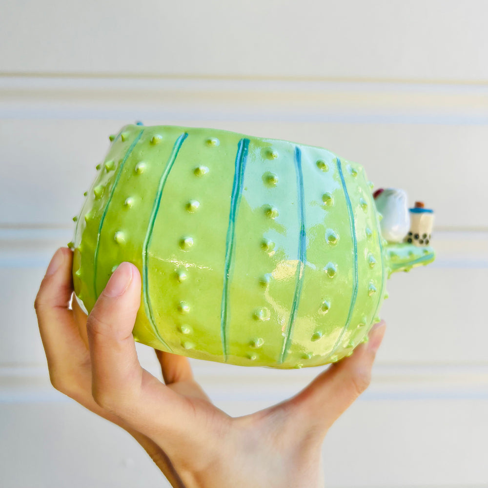 Flowery cactus pot with food friends, photo 4 of 5
