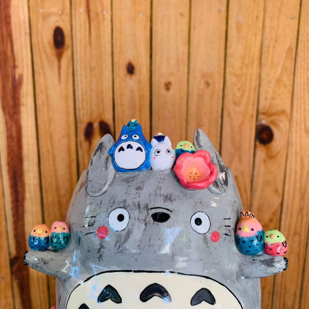 Totoro pot with Chibi Totoro and bird friends, photo 11 of 11