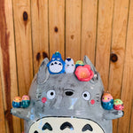 Totoro pot with Chibi Totoro and bird friends