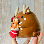 STOCKING REINDEER POT with reindeer baby