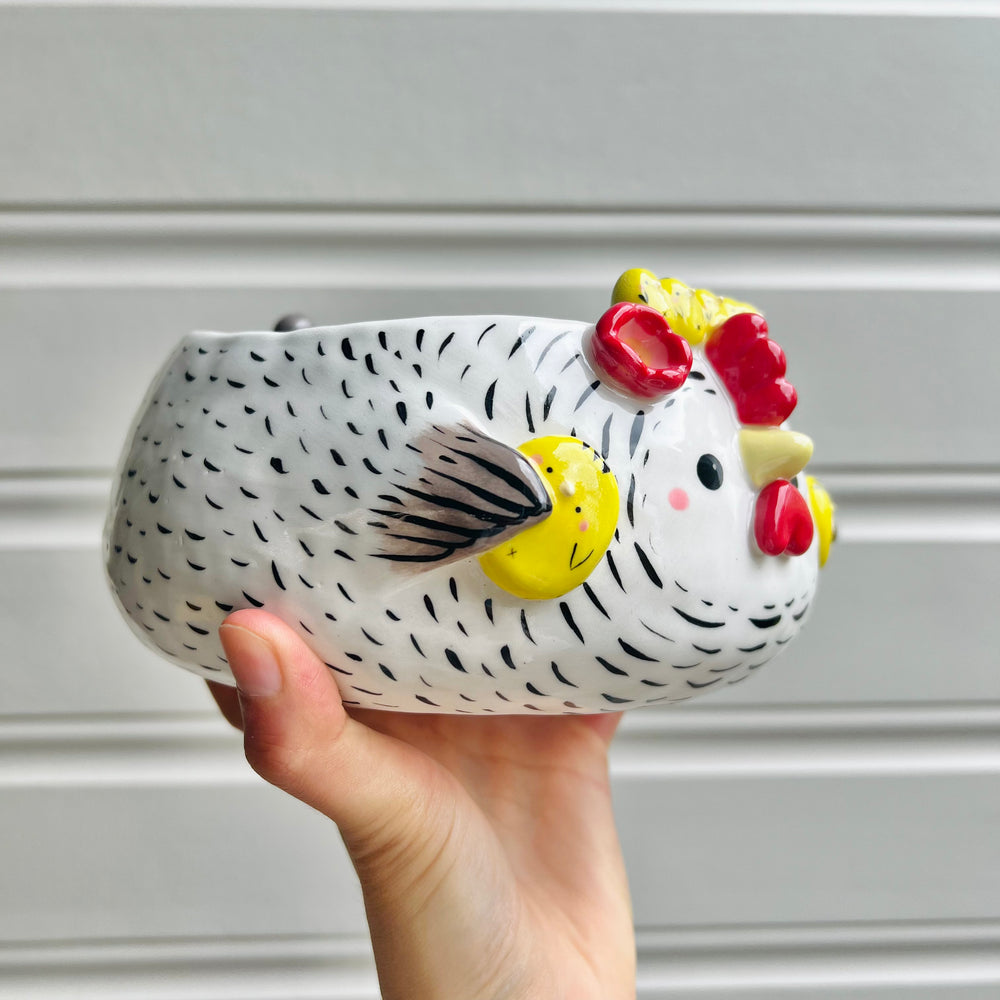 LARGE white chicken bowl with chicks, photo 2 of 9