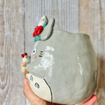 Flowery TOTORO POT with cat friends