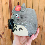 SET OF 2! Black cat pot with Totoro friend AND Totoro pot with black cat friend