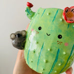 Flowery cactus pot with koala friend