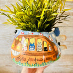 LNY SIDEWAYS BUNNY POT with Totoro friends and LNY CAT BUS painting