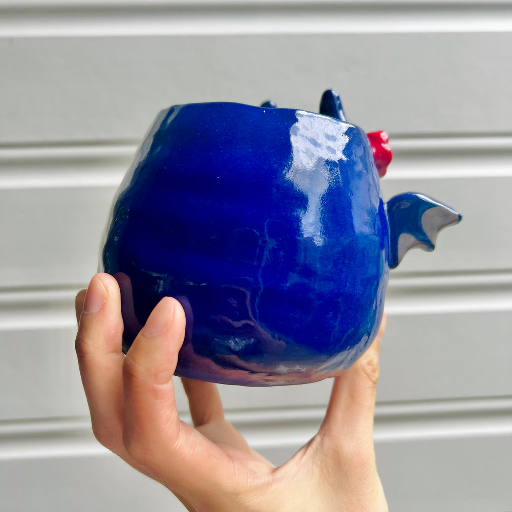 Halloween bat pot with black cat friend, photo 4 of 7