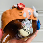 Red panda pot with Totoro friends