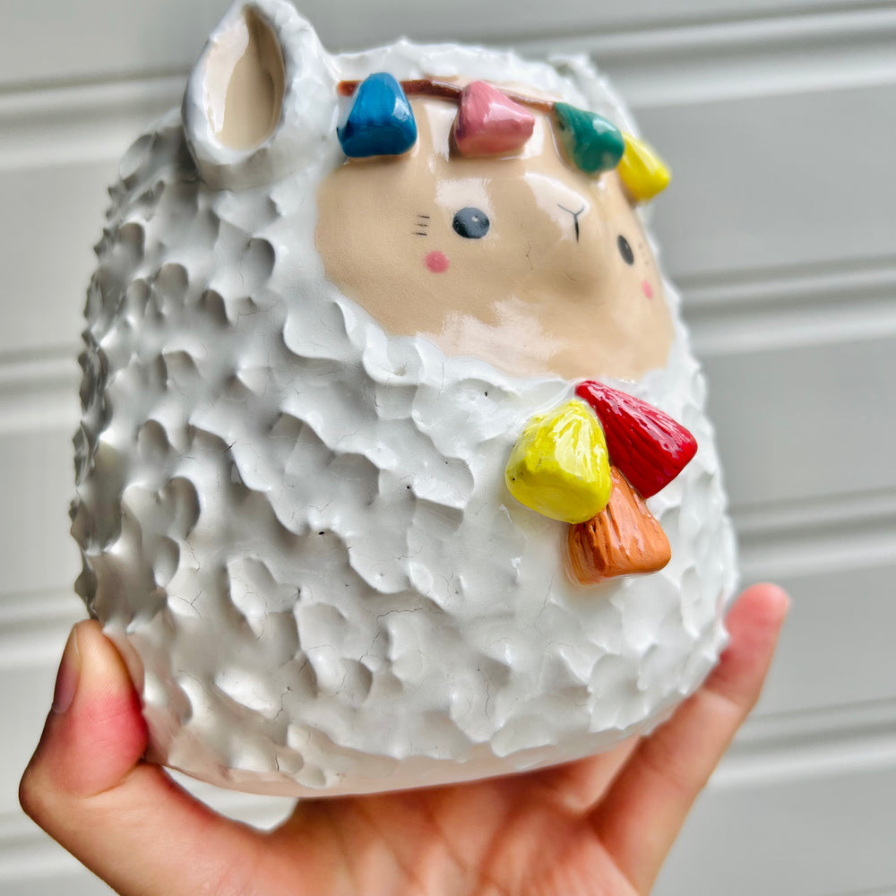 LARGE tassel llama pot, photo 8 of 9