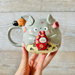 LNY TOTORO MUG with Bunny Daruma and mandarin friends