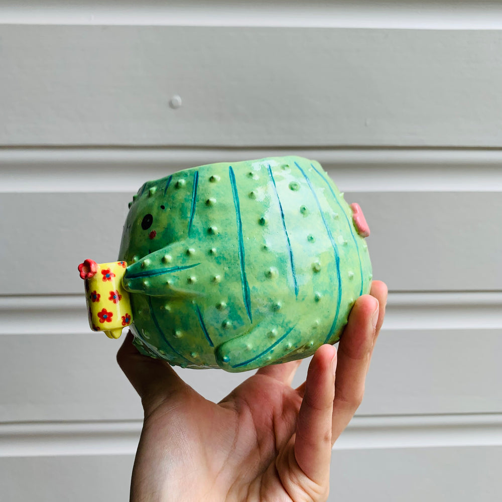 Dark green CACTUS coffee pun mug with mug friend, photo 4 of 11