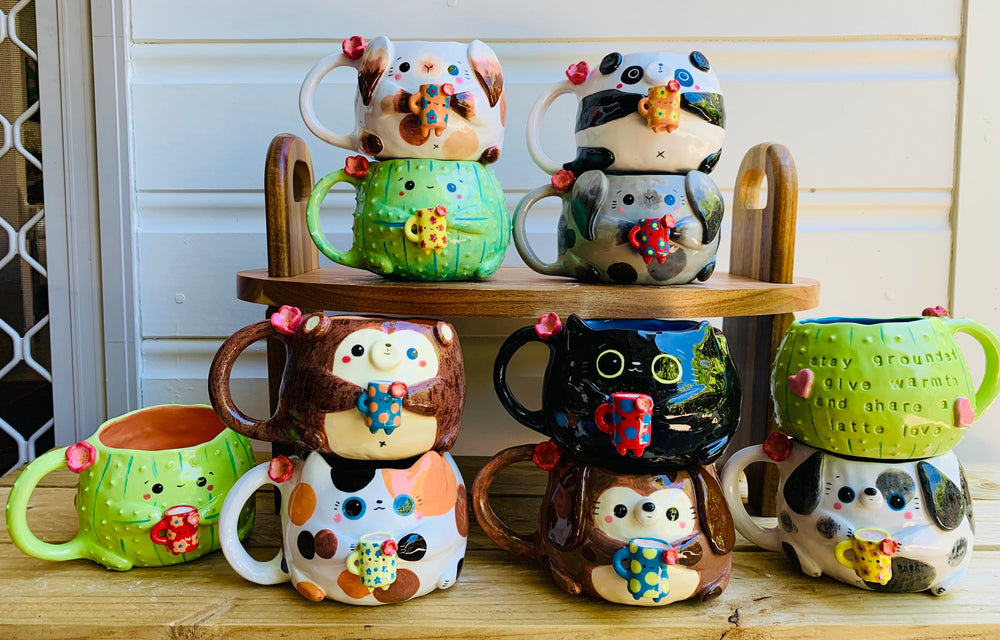 Brown DOGGO coffee pun mug with mug friend, photo 12 of 12