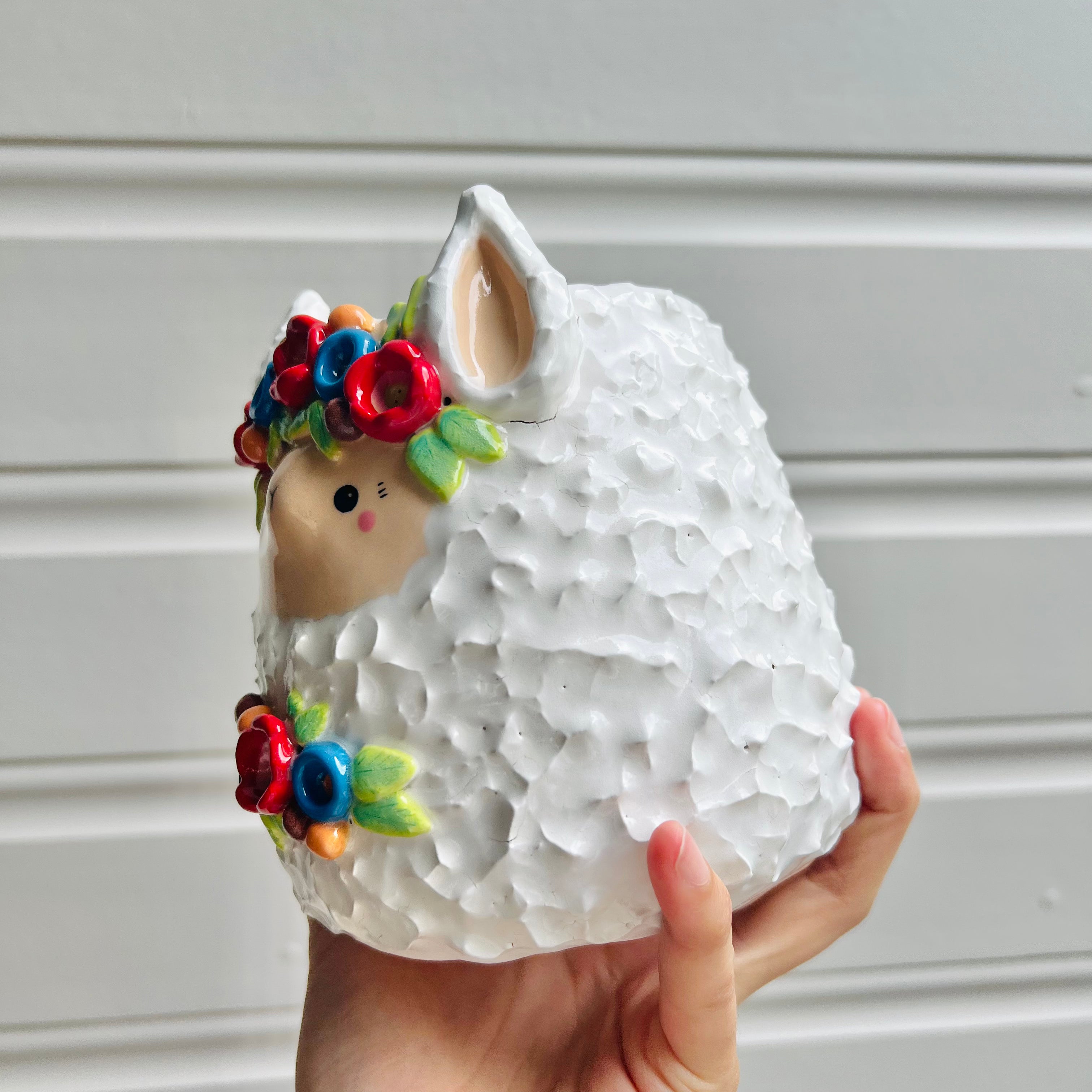 LARGE flowery llama pot