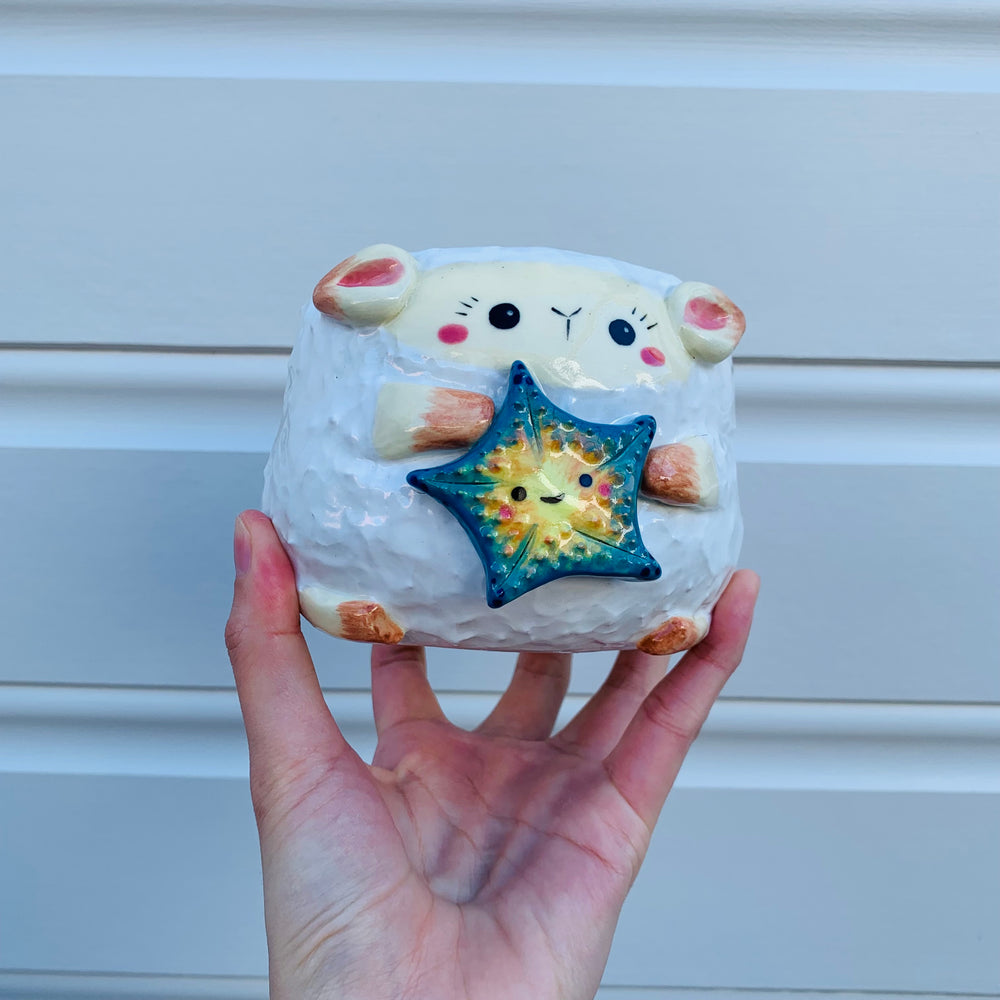 Big lamb with starfish friend planter, photo 1 of 10