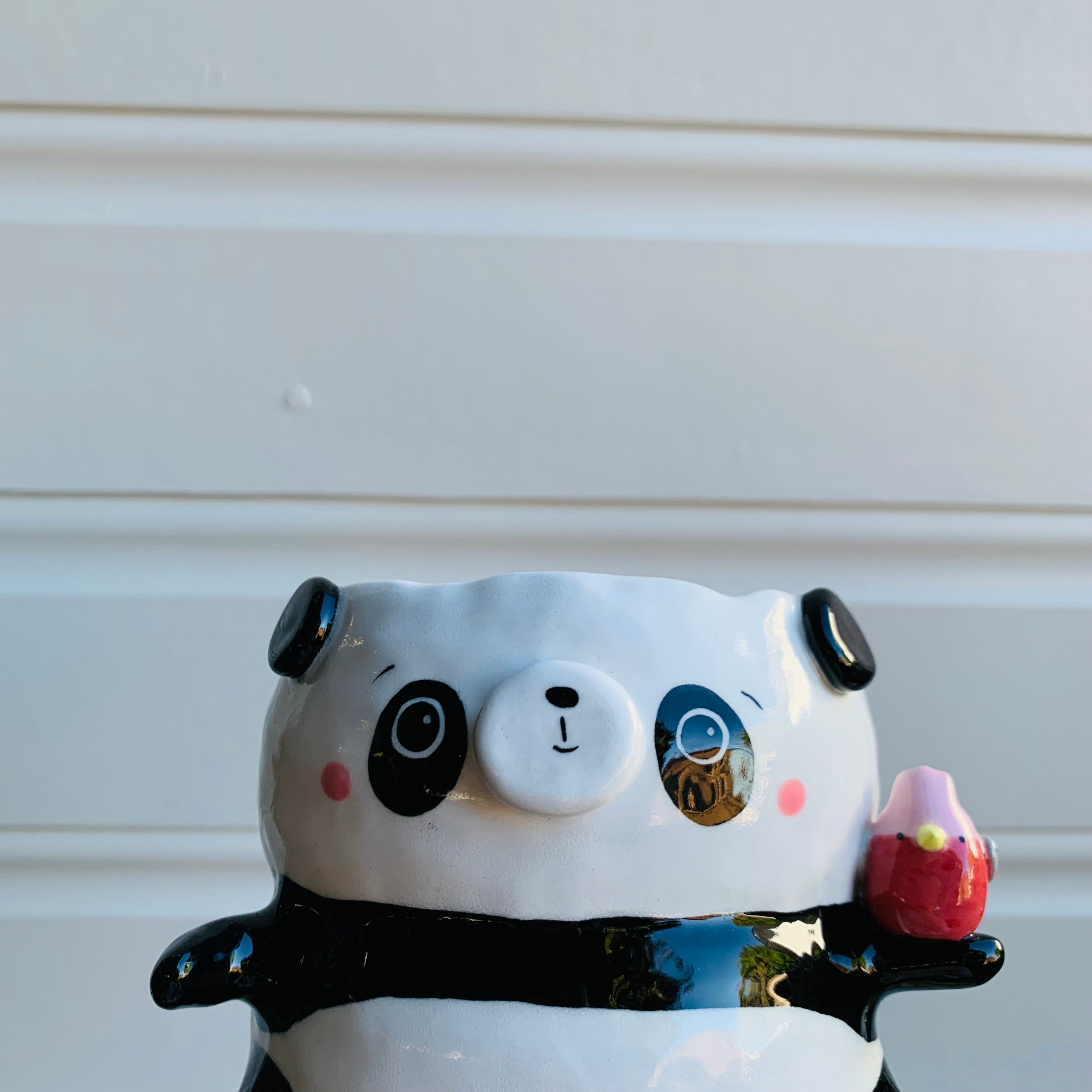 Peanut Panda with Pink Galah Friend pot