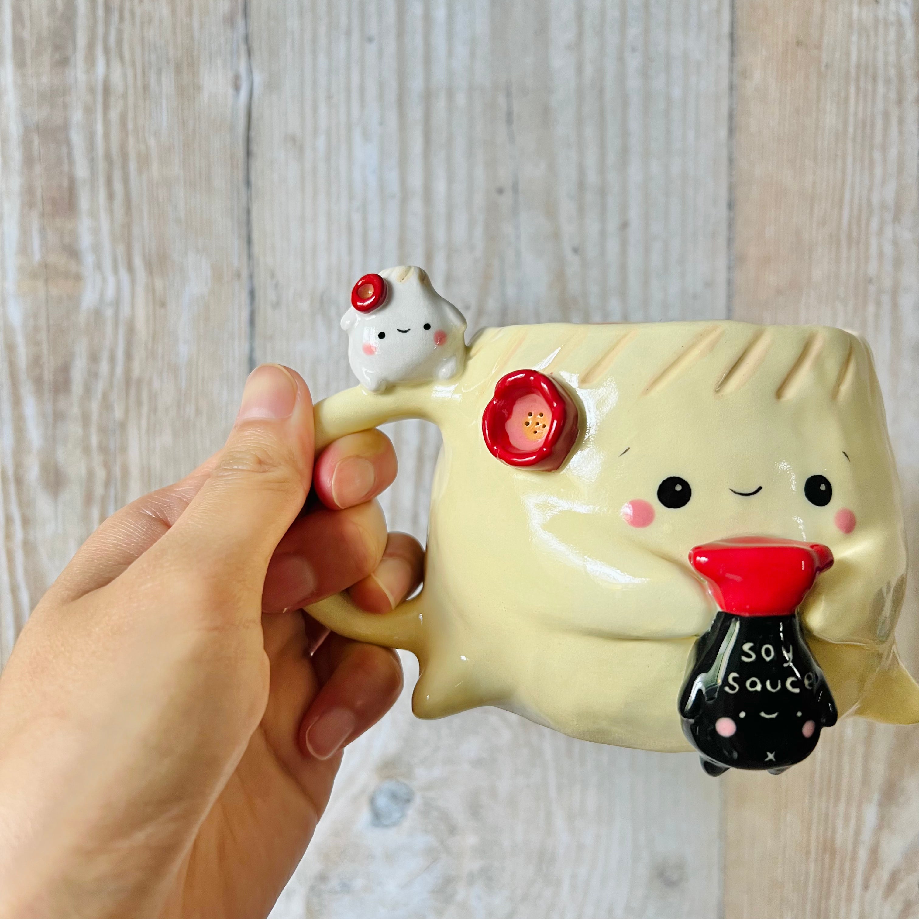 DUMPLING MUG with soy sauce & dumpling friends